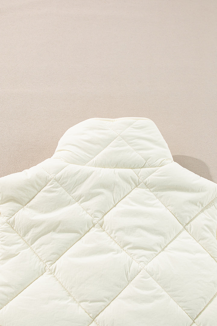 AMVIM - Gilet Matelassé à Col Montant pour Femmes avec Boutons et Poches