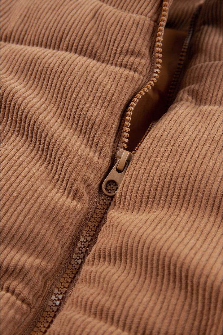 AMVIM - Gilet matelassé en velours côtelé à col montant pour femmes