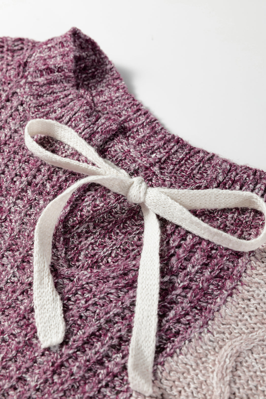 AMVIM - Pull Femme à Bloques de Couleurs Violet avec Dos Noué et Coupe Lâche