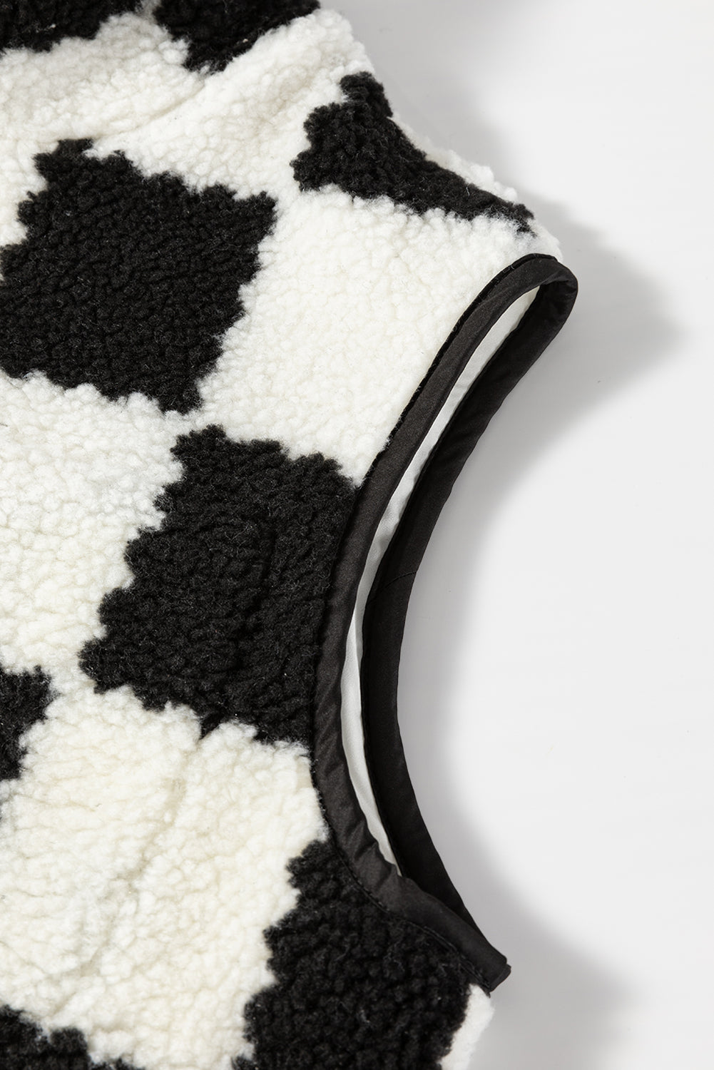 AMVIM - Gilet en Sherpa à Carreaux avec Col pour Femme