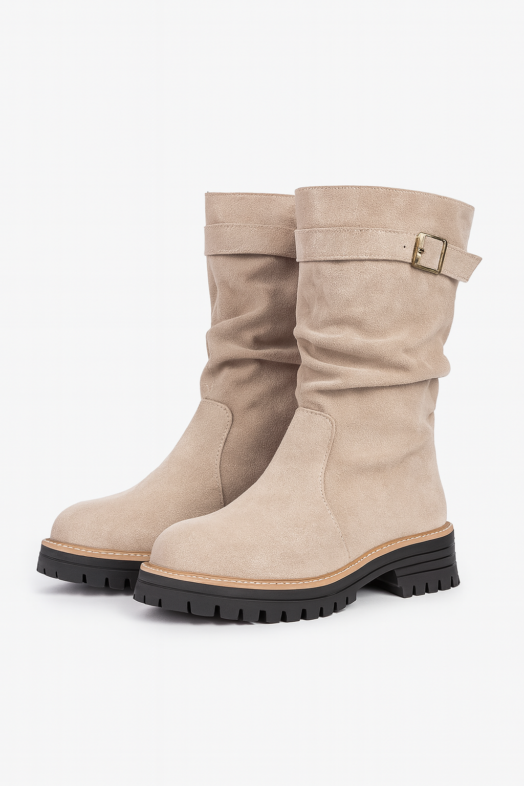 Bottes Slouch Femme avec Accent Boucle - Semelles en Suède