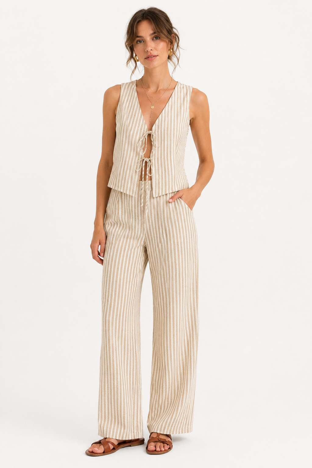 Ensemble débardeur rayé et pantalon large