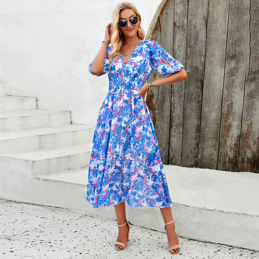 Robe midi à fleurs