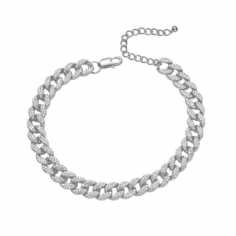 Eva | Bracelet de cheville élégant en pierres précieuses glacées