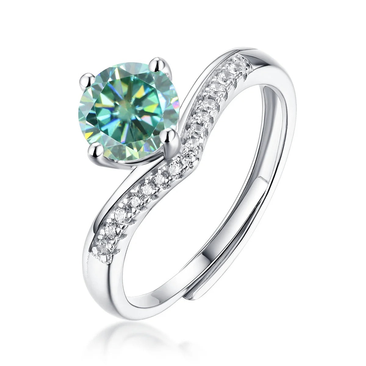 Gema | Bague couronne en Moissanite verte