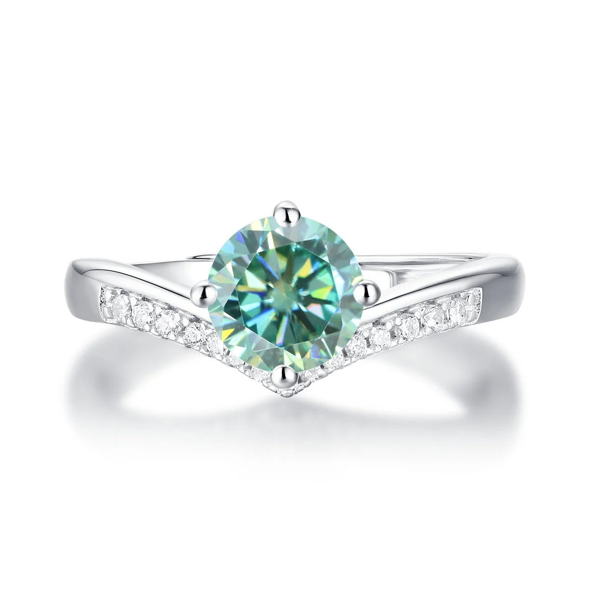 Gema | Bague couronne en Moissanite verte