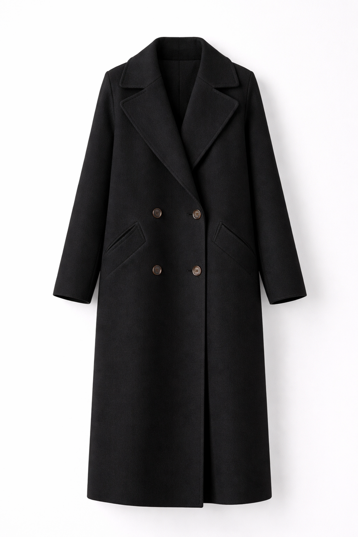 Long manteau chic élégant pour femmes avec col à revers