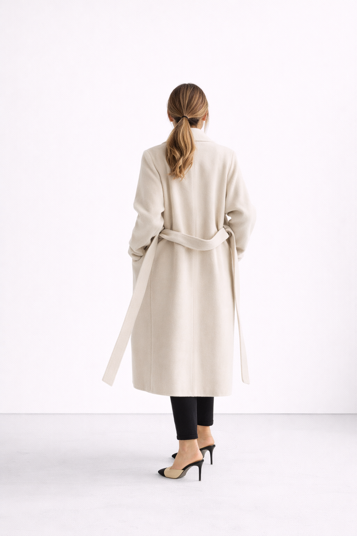 Long manteau chic élégant pour femmes avec col à revers
