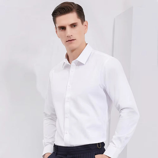 Chemise d'affaires formelle à manches longues et coupe régulière pour hommes, Plus Size Camisas