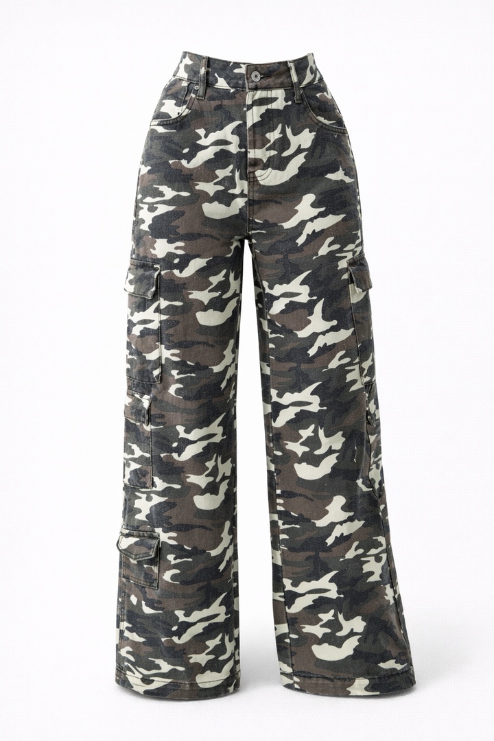 Pantalons Cargo Large Femme en Camo pour un Style Décontracté