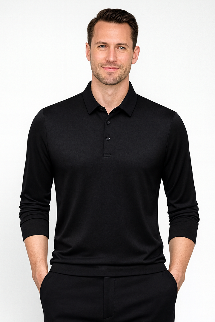 Polo à Manches Longues Classique Grande Taille pour Hommes