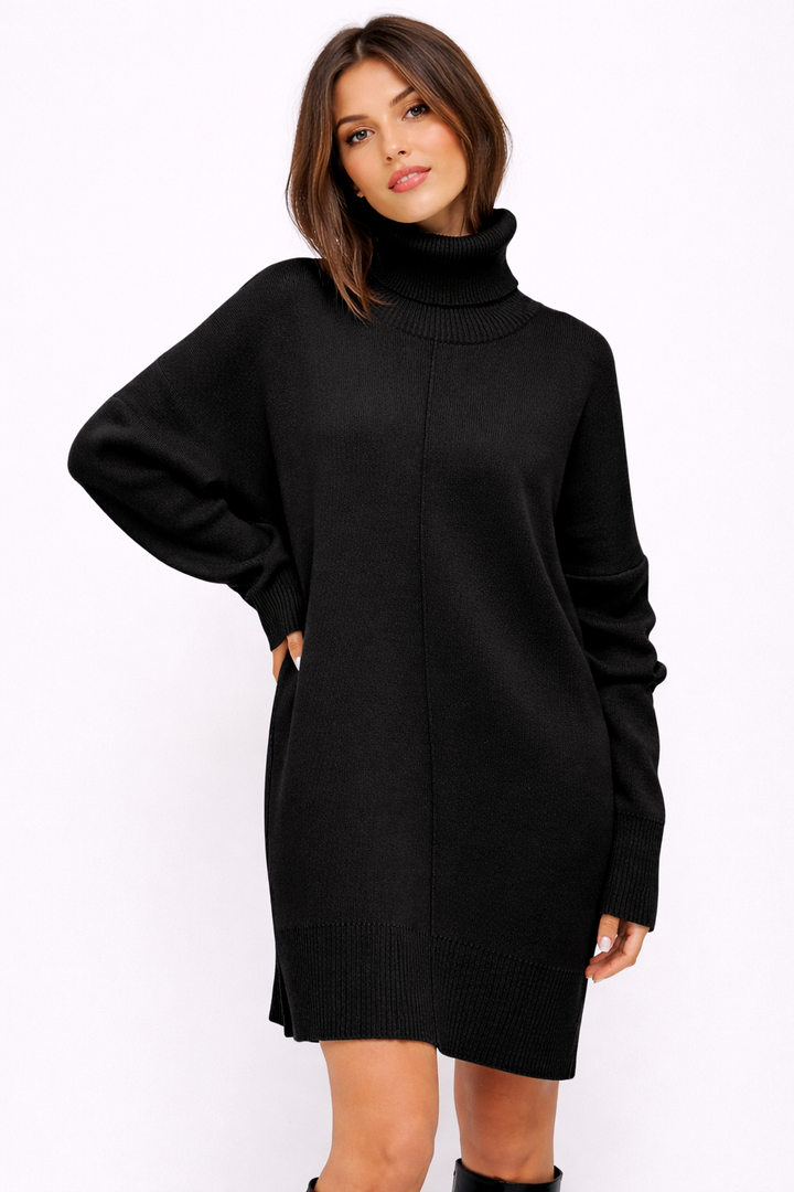 Robe Pull Turtleneck à Épaules Tombantes pour Femme