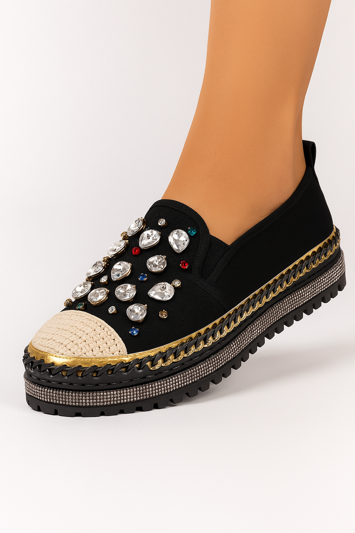 Sandales plates strass croisé été mariage chic