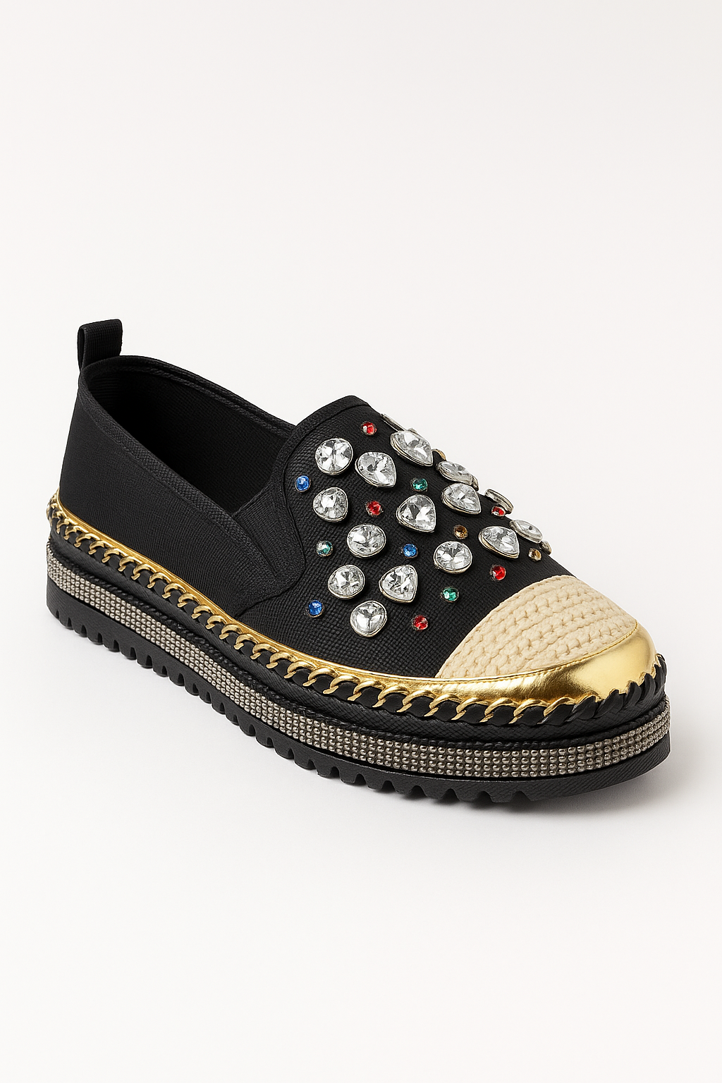 Sandales plates strass croisé été mariage chic