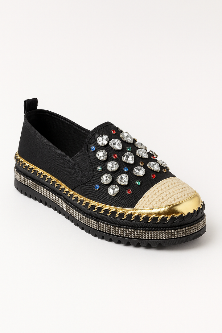 Sandales plates strass croisé été mariage chic