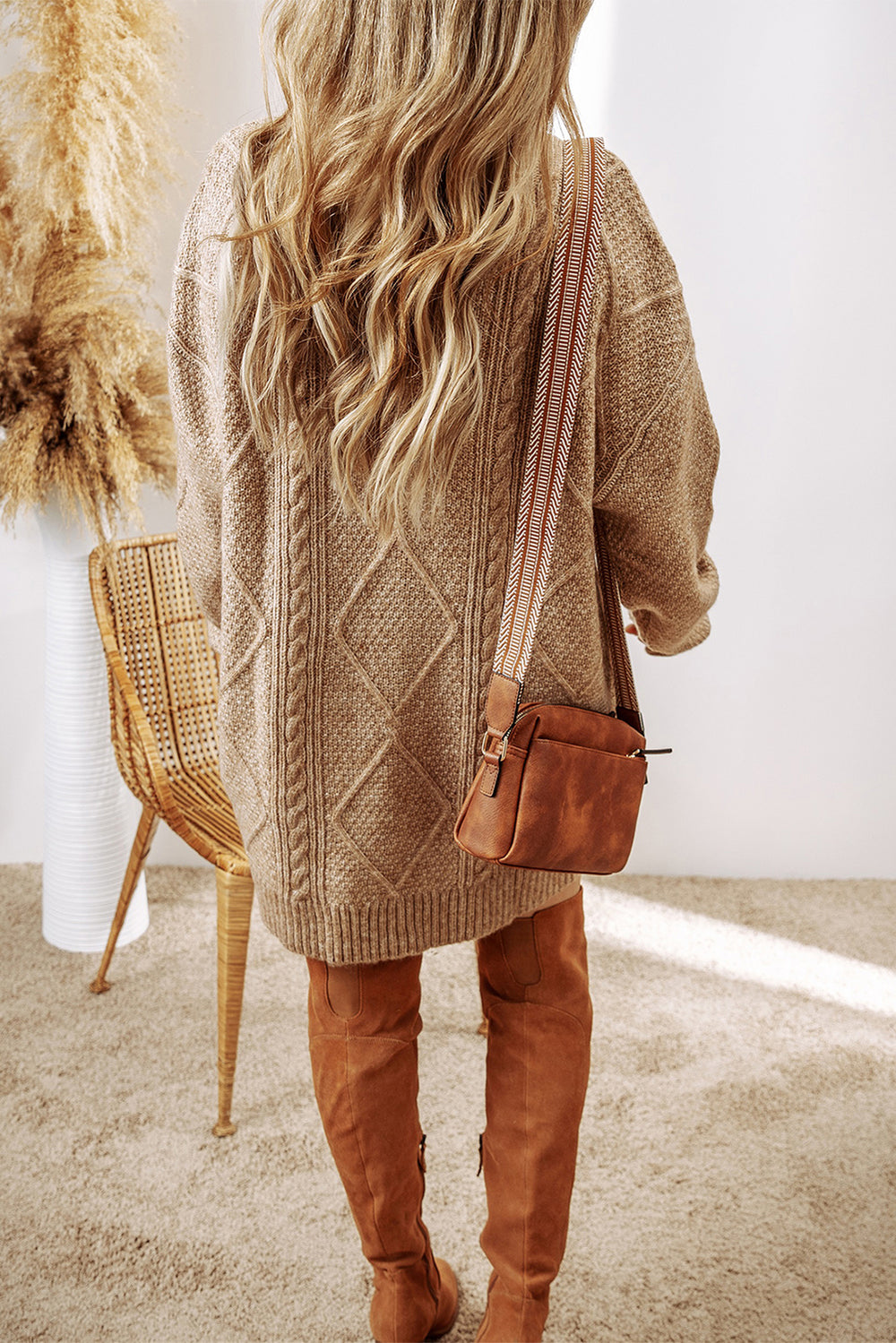 AMVIM - Robe Pull en Tricot à Câbles pour Femmes