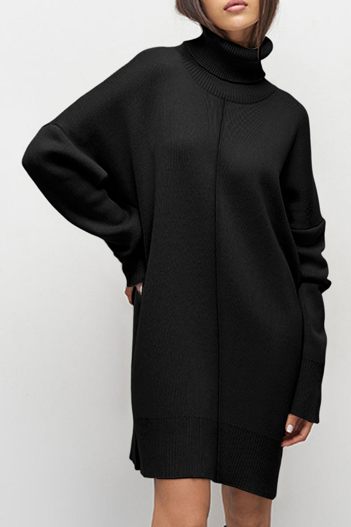 AMVIM - Robe Pull Turtleneck à Épaules Tombantes pour Femme