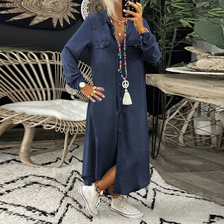 Cara | Chic Longue robe en jean - Camille Boutique