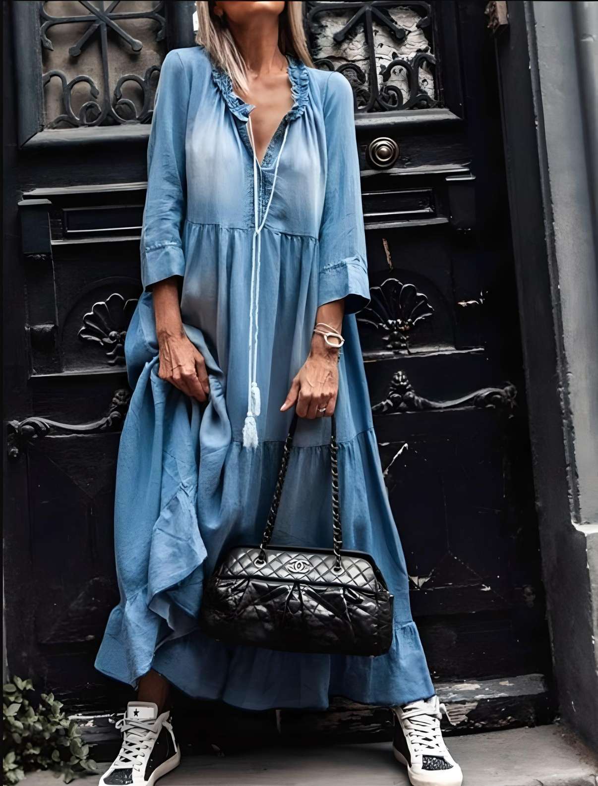 Claire | Comfortable Denim Maxi Dress - Camille Boutique